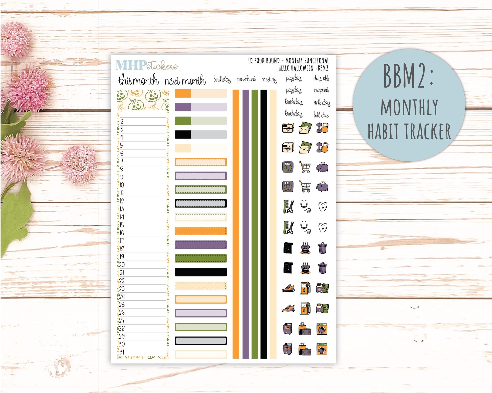 OCTOBER 2025 Stickers for Laurel Denise Book Bound Planner (Amanda's Collab). "Hello Halloween" || BB