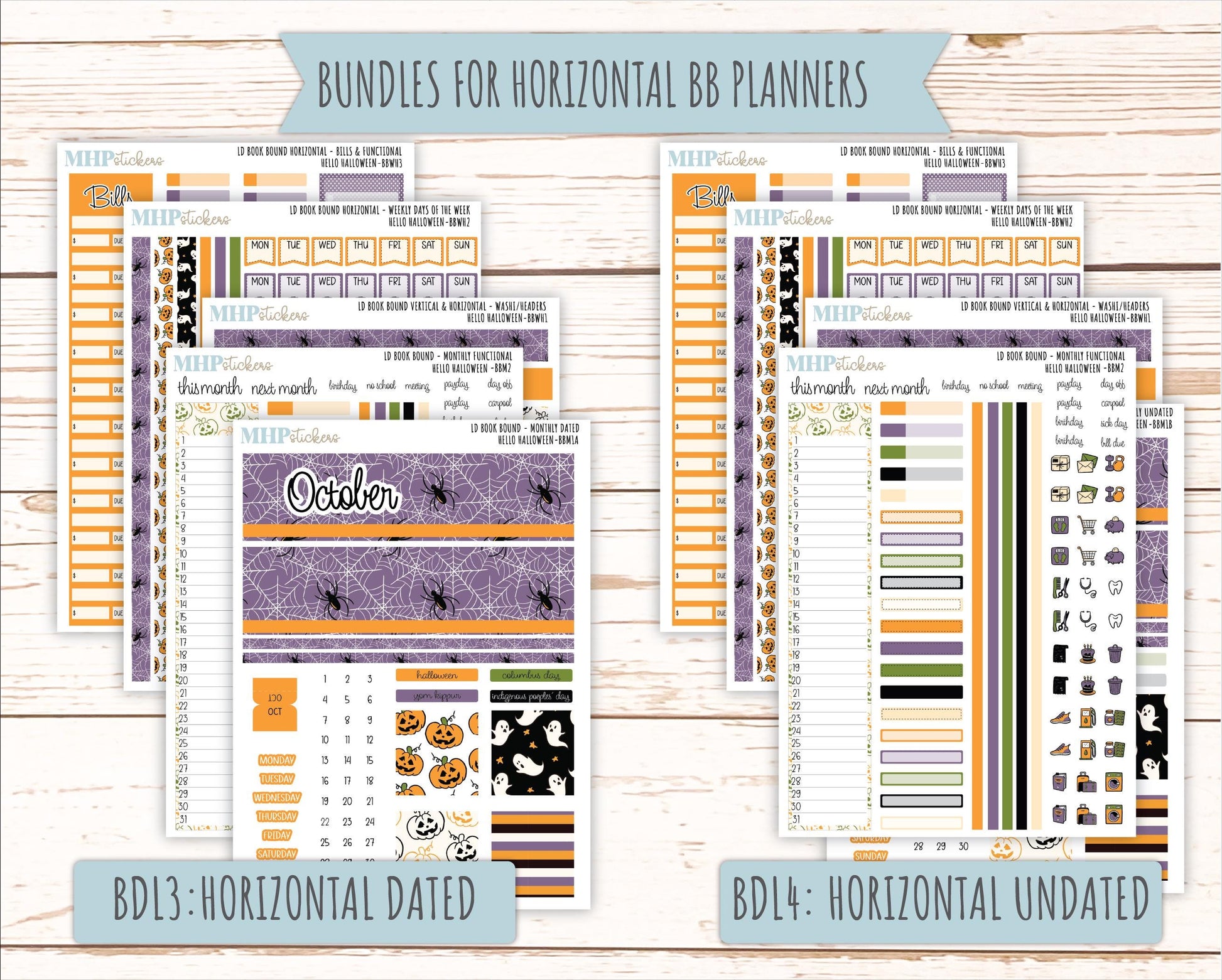 OCTOBER 2025 Stickers for Laurel Denise Book Bound Planner (Amanda's Collab). "Hello Halloween" || BB