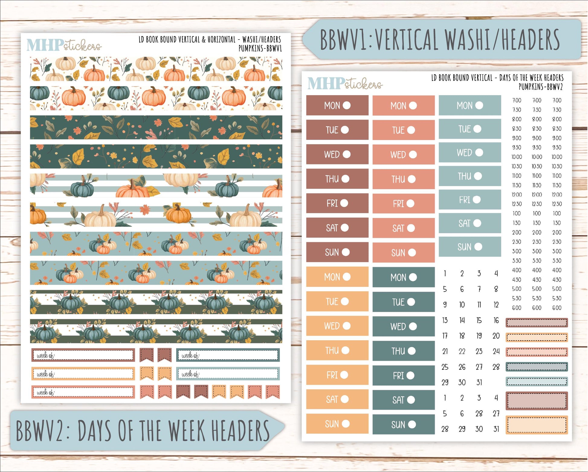 OCTOBER 2025 Stickers for Laurel Denise Book Bound Planner (Amanda's Collab). "Pumpkins" || BB