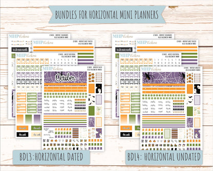 OCTOBER 2025 Stickers for MINI Horizontal & Vertical Laurel Denise Planners. "Hello Halloween" || MN