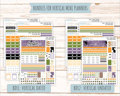 OCTOBER 2025 Stickers for MINI Horizontal & Vertical Laurel Denise Planners. "Hello Halloween" || MN