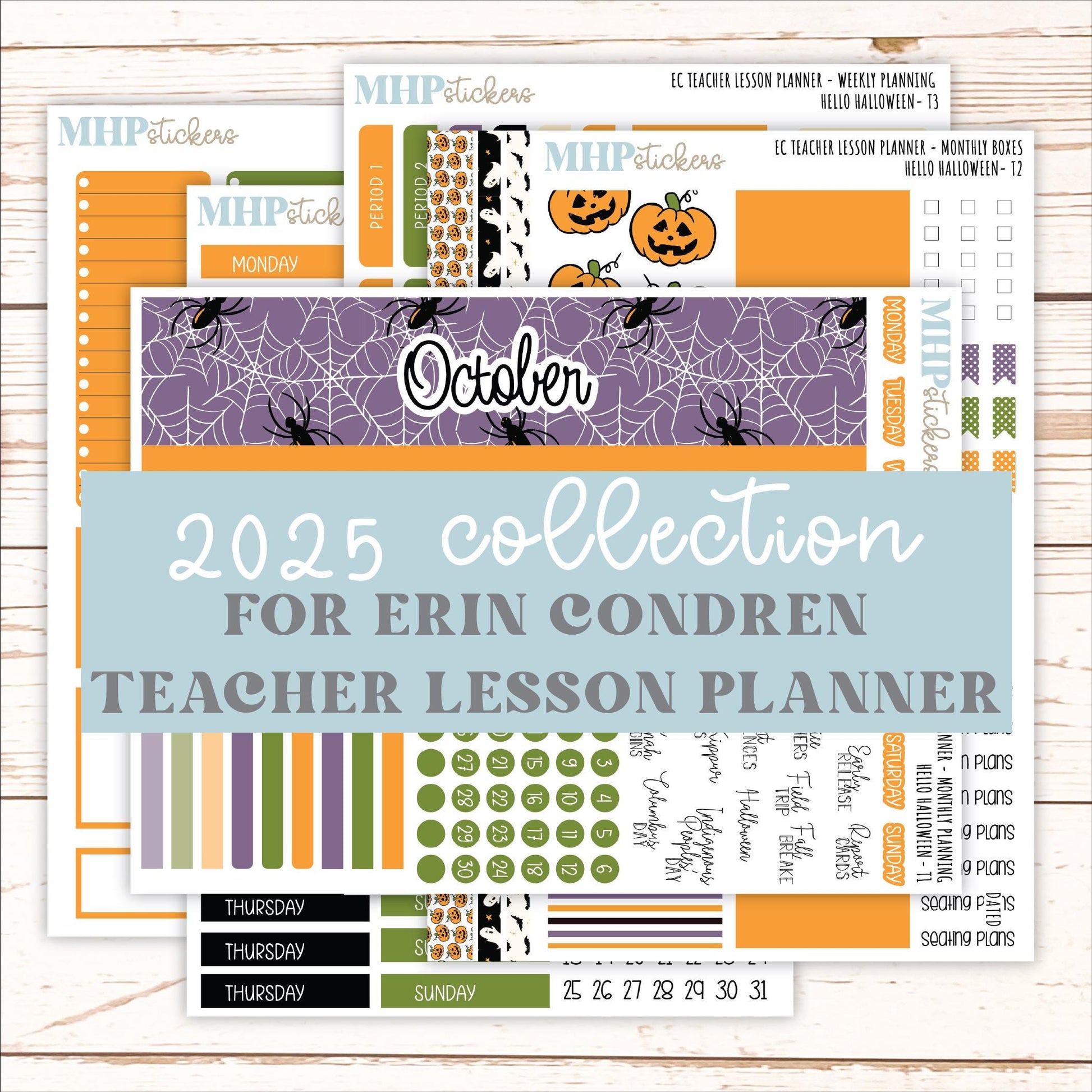 OCTOBER Stickers for EC Teacher Lesson Planner. 2025 Collection "Hello Halloween" || ECT