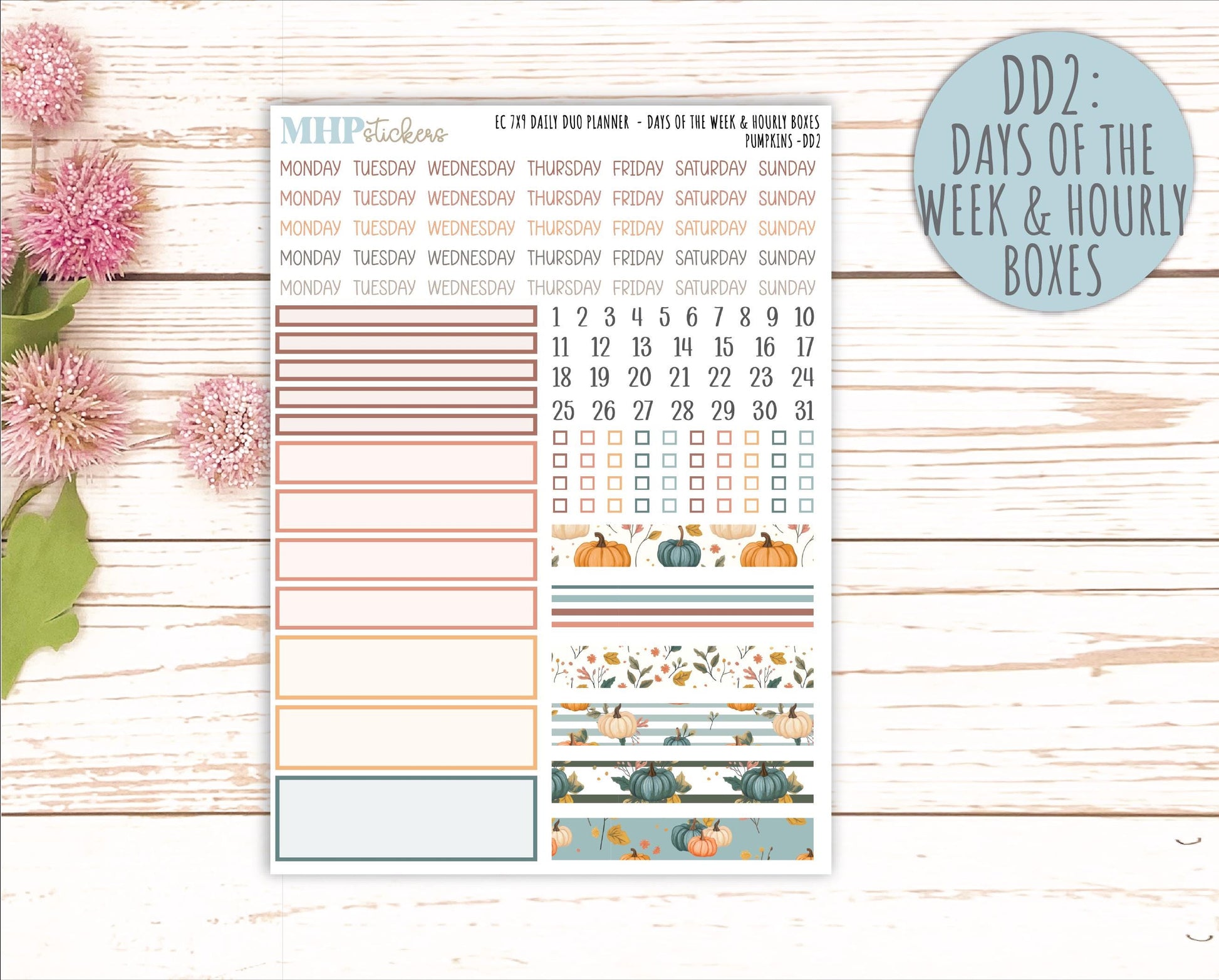 OCTOBER Daily Duo Sticker Kit for 7x9 Erin Condren Planners. "Pumpkins" || ECDD