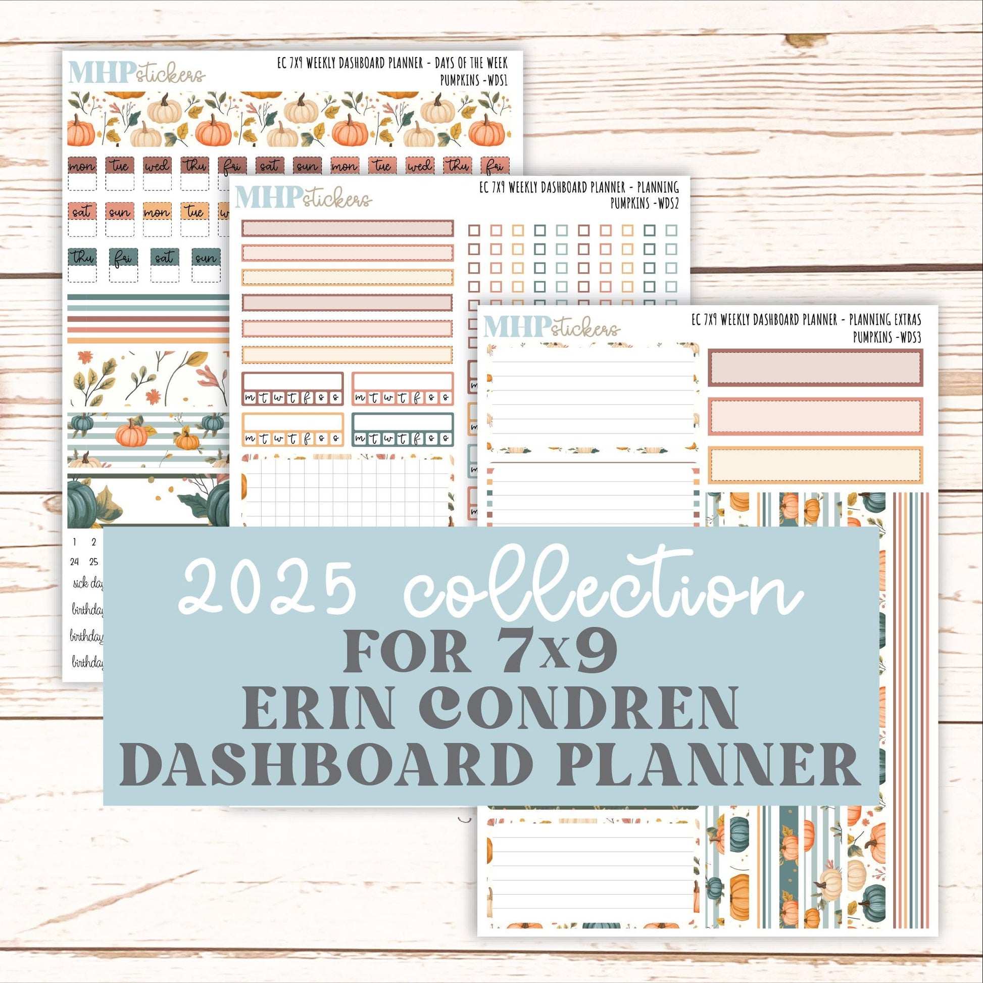 OCTOBER Weekly Dashboard Kit for 7x9 Erin Condren Planners. "Pumpkins" || ECWDS