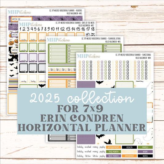 OCTOBER Weekly Horizontal Planning Kit for 7x9 Erin Condren Planners. "Hello Halloween" || ECWH