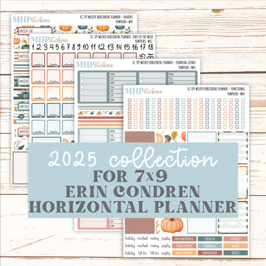 OCTOBER Weekly Horizontal Planning Kit for 7x9 Erin Condren Planners. "Pumpkins" || ECWH