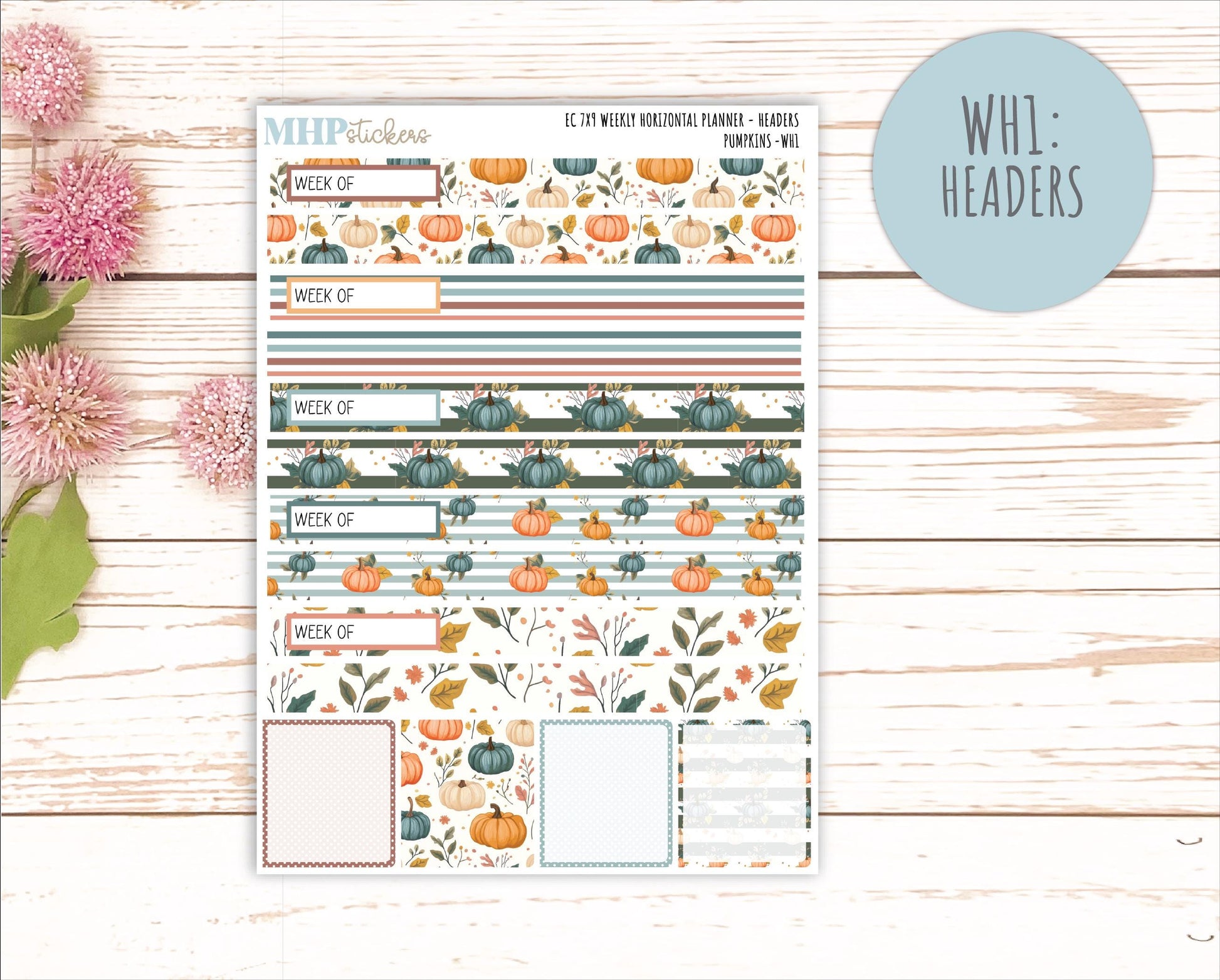 OCTOBER Weekly Horizontal Planning Kit for 7x9 Erin Condren Planners. "Pumpkins" || ECWH