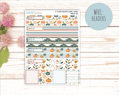 OCTOBER Weekly Horizontal Planning Kit for 7x9 Erin Condren Planners. "Pumpkins" || ECWH