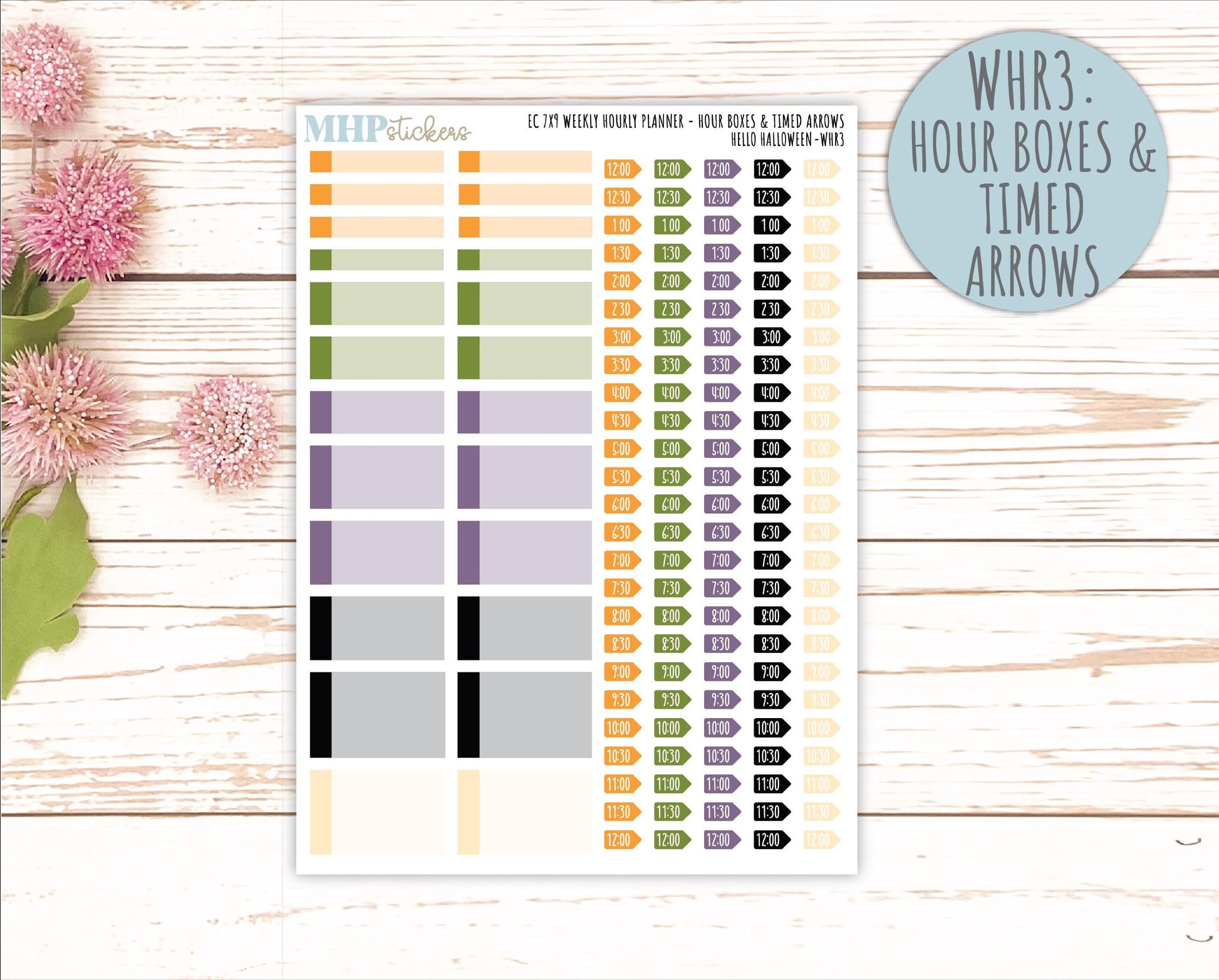 OCTOBER Weekly Hourly Planning Kits for 7x9 Erin Condren Planners. "Hello Halloween" || ECWHR