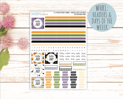 OCTOBER Weekly Hourly Planning Kits for 7x9 Erin Condren Planners. "Hello Halloween" || ECWHR