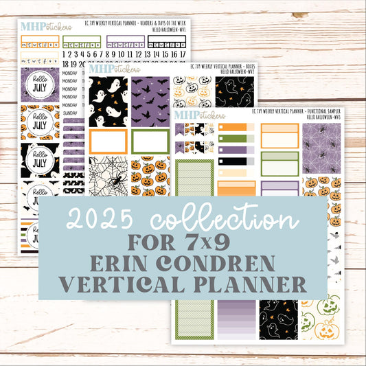 OCTOBER Weekly Vertical Kits for 7x9 Erin Condren Planners. "Hello Halloween" || ECWV