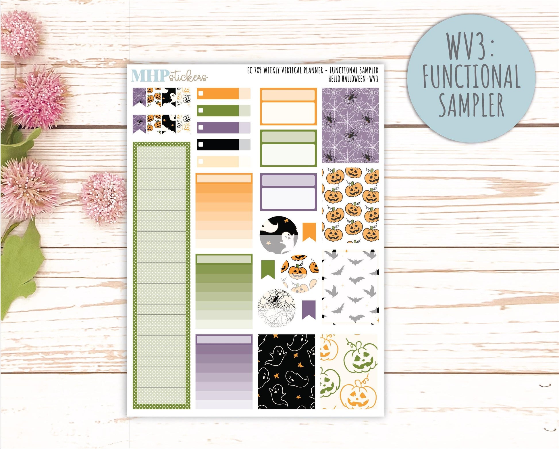 OCTOBER Weekly Vertical Kits for 7x9 Erin Condren Planners. "Hello Halloween" || ECWV