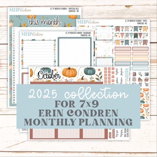 OCTOBER MONTHLY Kit for 7x9 Erin Condren Planners. 2025 Collection "Pumpkins" || ECM