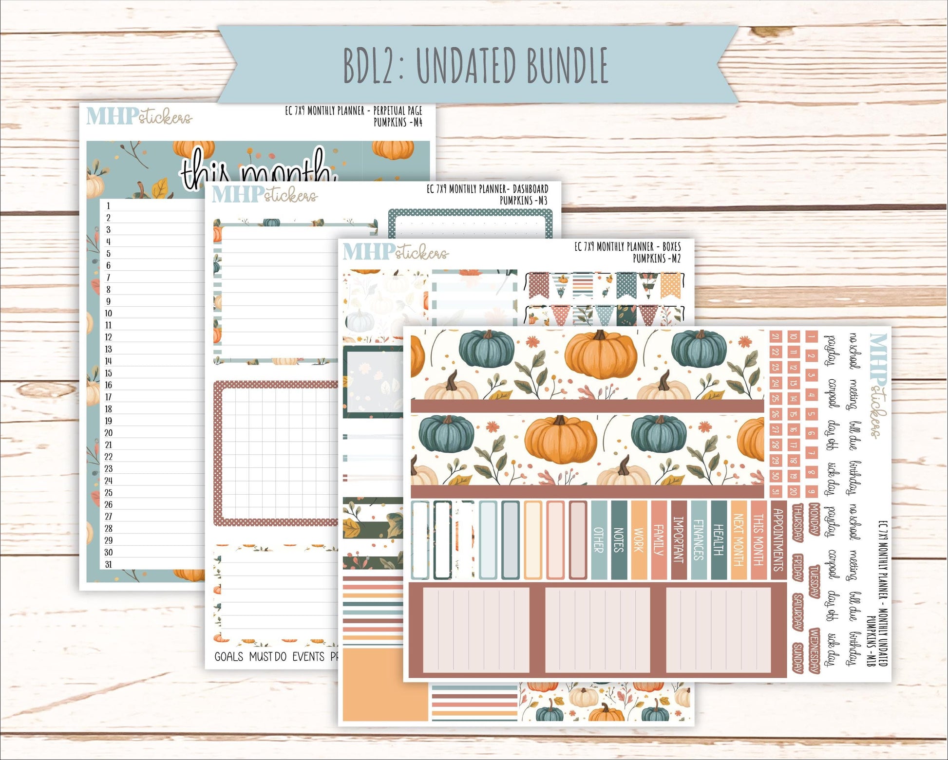 OCTOBER MONTHLY Kit for 7x9 Erin Condren Planners. 2025 Collection "Pumpkins" || ECM