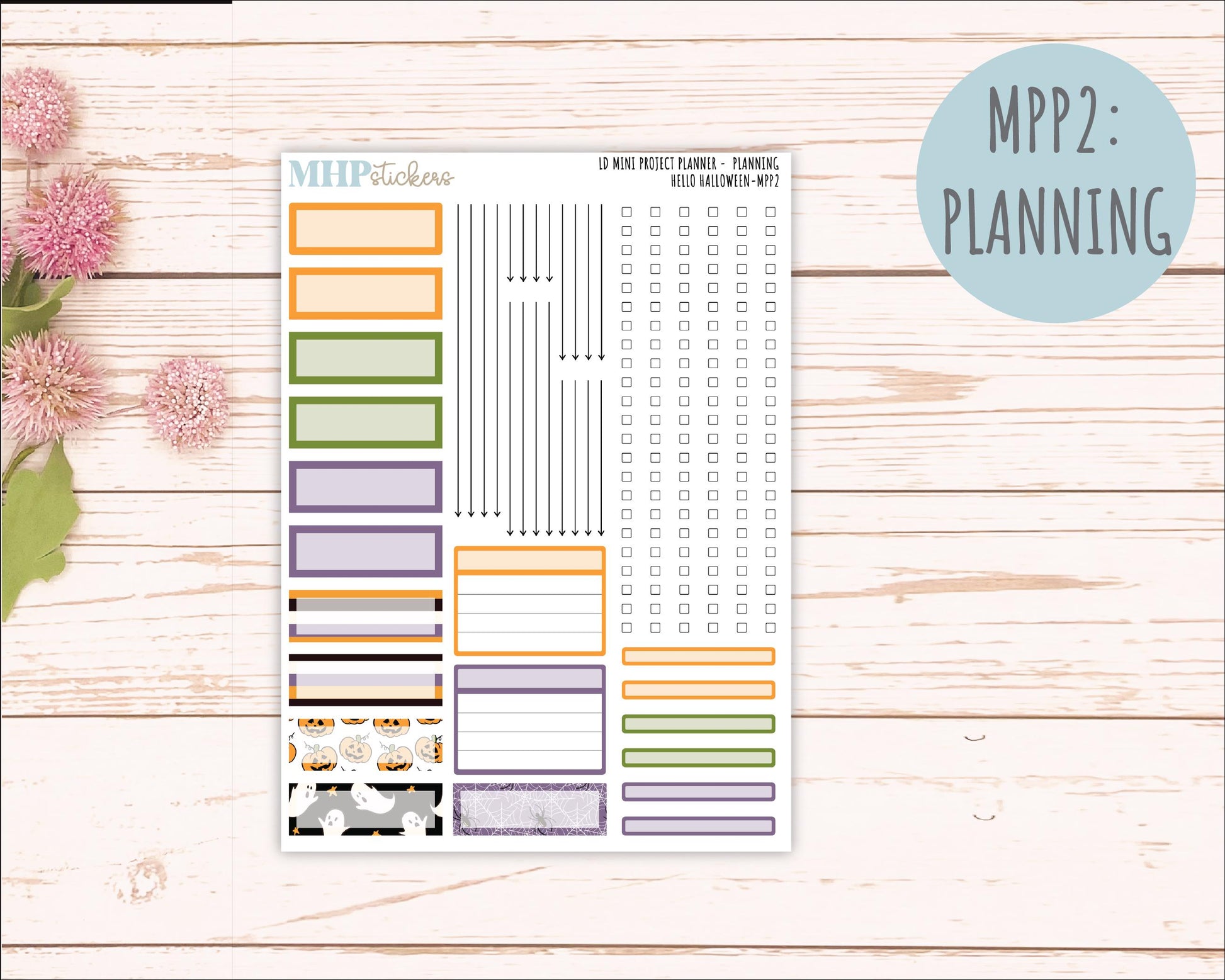 OCTOBER 2025 Stickers for LD Mini 4-Column Planner (Formerly Mini Project Planner) "Hello Halloween" || MPP
