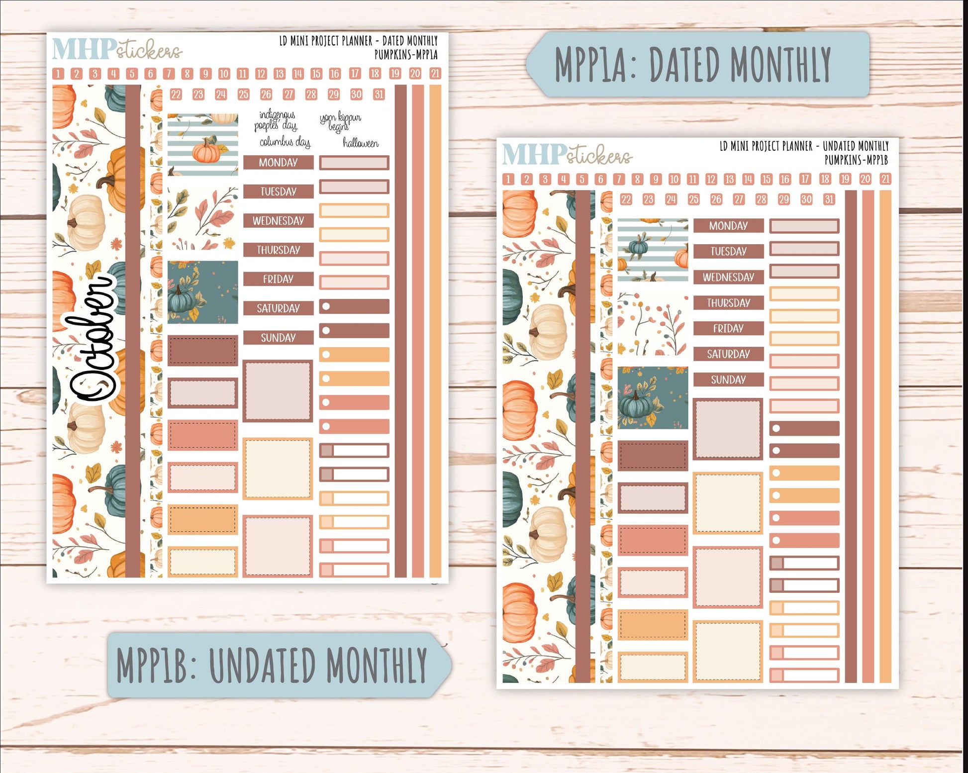 OCTOBER 2025 Stickers for LD Mini 4-Column Planner (Formerly Mini Project Planner) "Pumpkins" || MPP