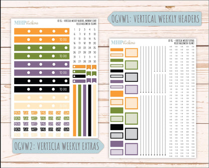 OCTOBER 2025 Stickers for Original Size Horizontal & Vertical Laurel Denise Planners. "Hello Halloween" || OG