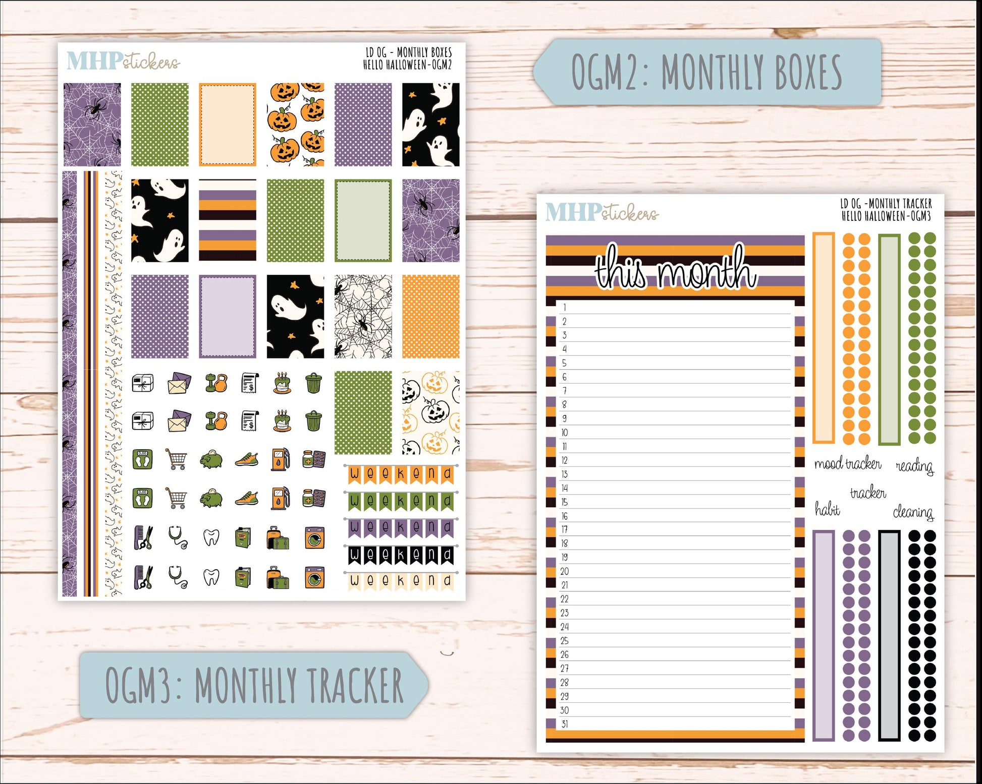 OCTOBER 2025 Stickers for Original Size Horizontal & Vertical Laurel Denise Planners. "Hello Halloween" || OG