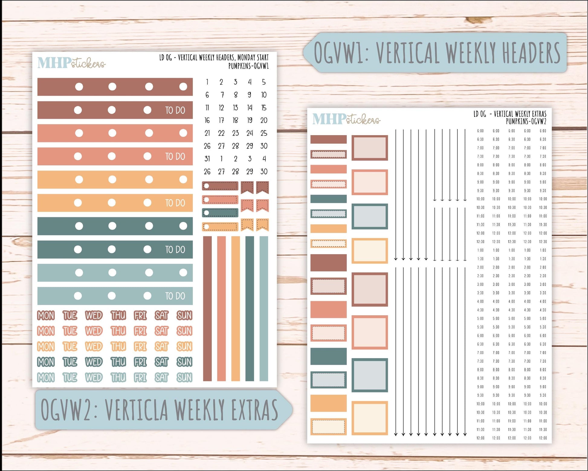 OCTOBER 2025 Stickers for Original Size Horizontal & Vertical Laurel Denise Planners. "Pumpkins" || OG