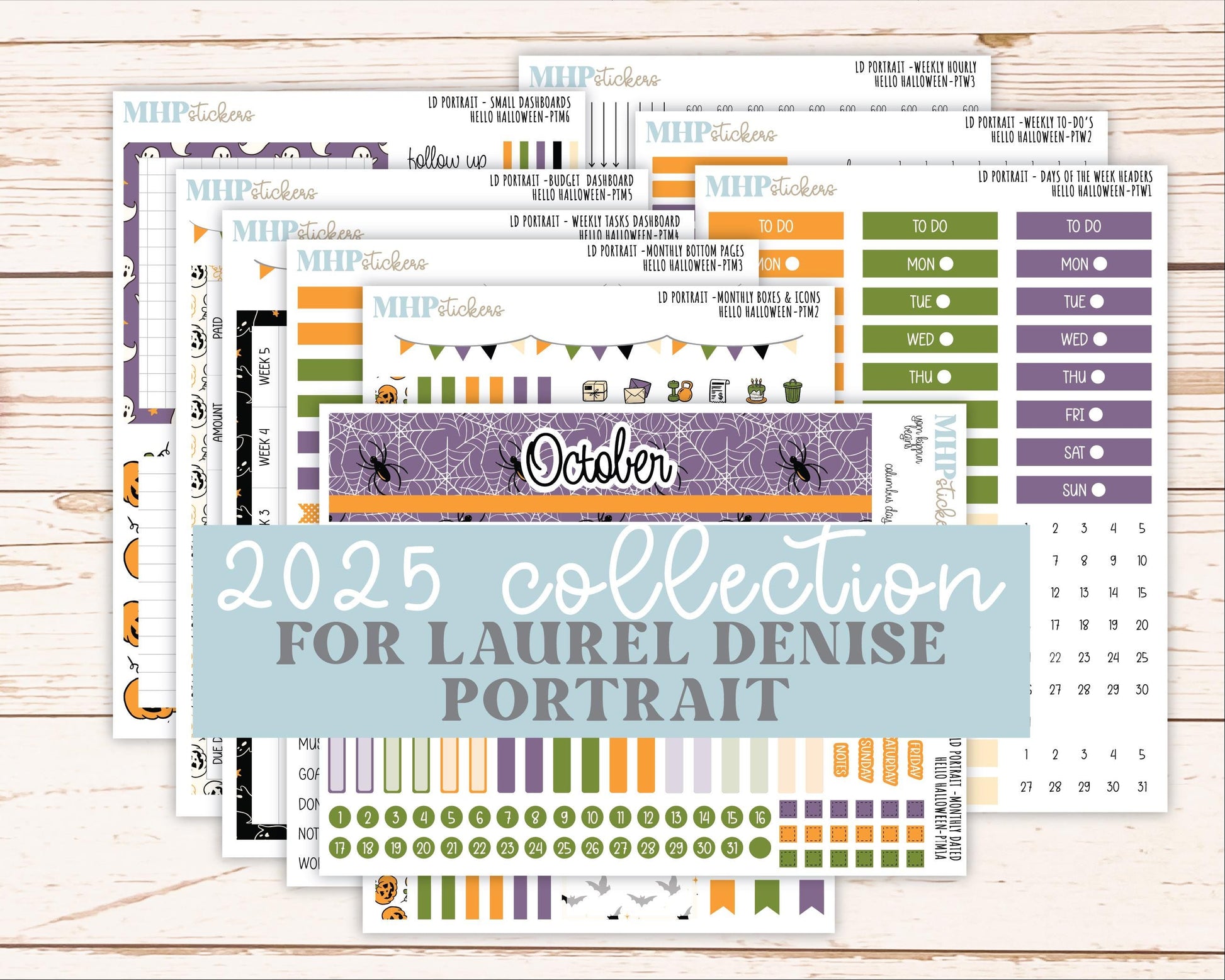 OCTOBER 2025 Stickers for Laurel Denise Portrait Planners. "Hello Halloween" || PT