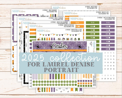 OCTOBER 2025 Stickers for Laurel Denise Portrait Planners. "Hello Halloween" || PT