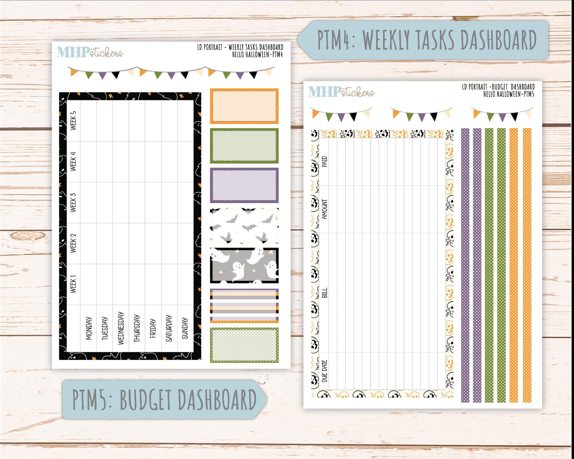 OCTOBER 2025 Stickers for Laurel Denise Portrait Planners. "Hello Halloween" || PT