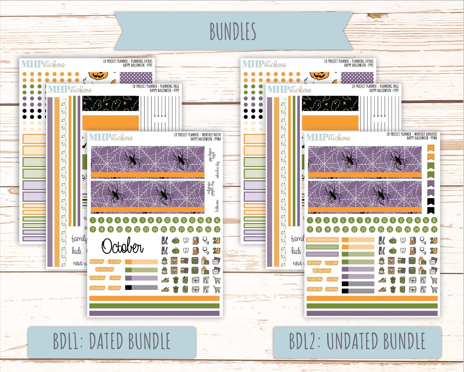 OCTOBER Stickers for LD 4-Column Planner (Formerly Project Planner) "Hello Halloween" || PP