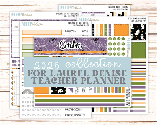 OCTOBER Stickers for Laurel Denise Teacher Planners. "Hello Halloween" || TC