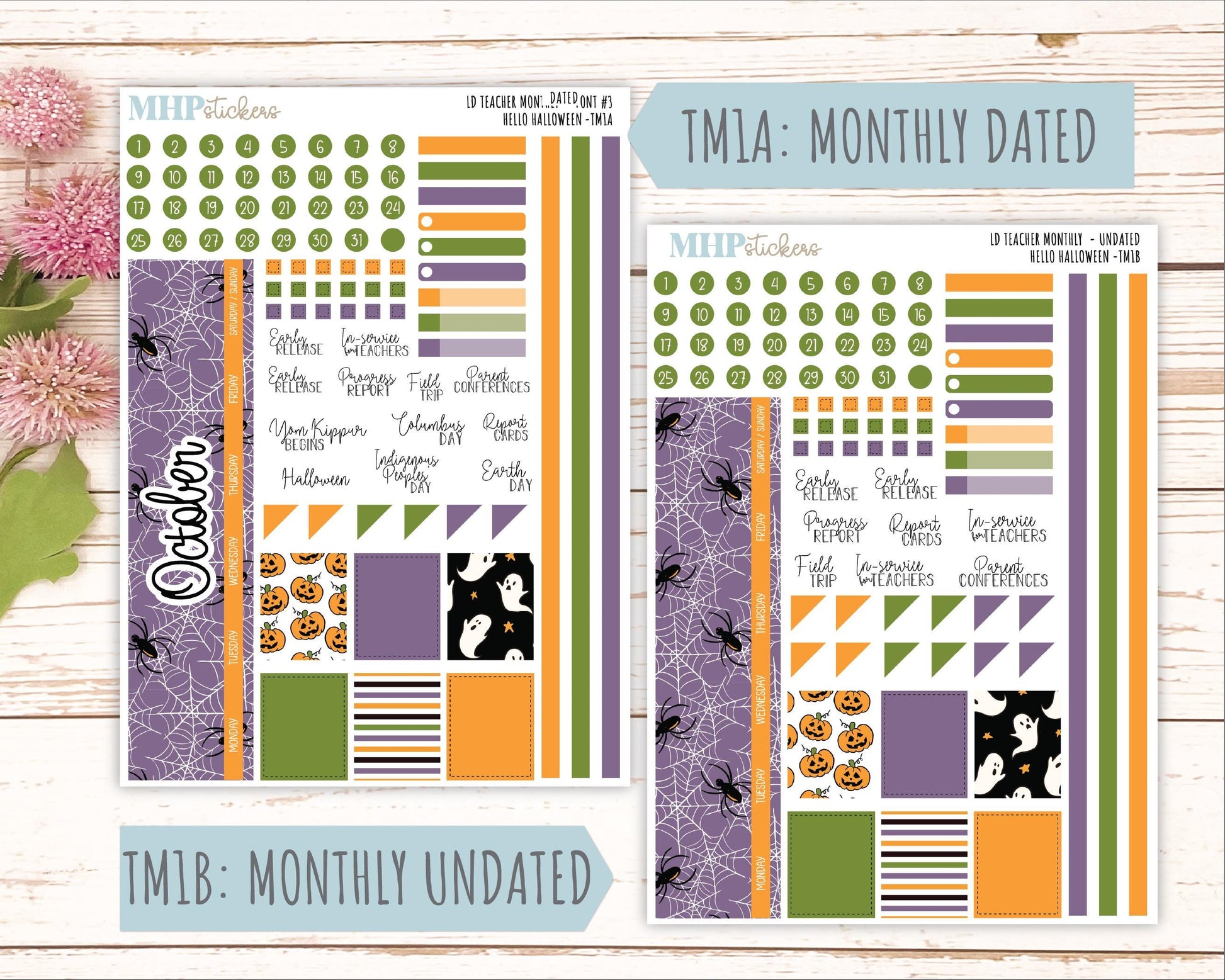 OCTOBER Stickers for Laurel Denise Teacher Planners. "Hello Halloween" || TC