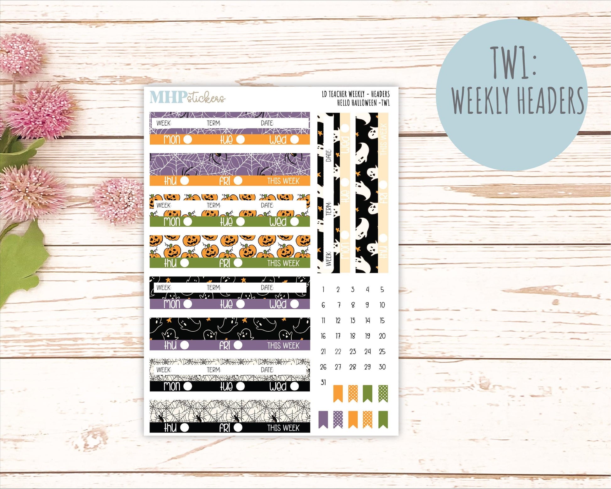 OCTOBER Stickers for Laurel Denise Teacher Planners. "Hello Halloween" || TC