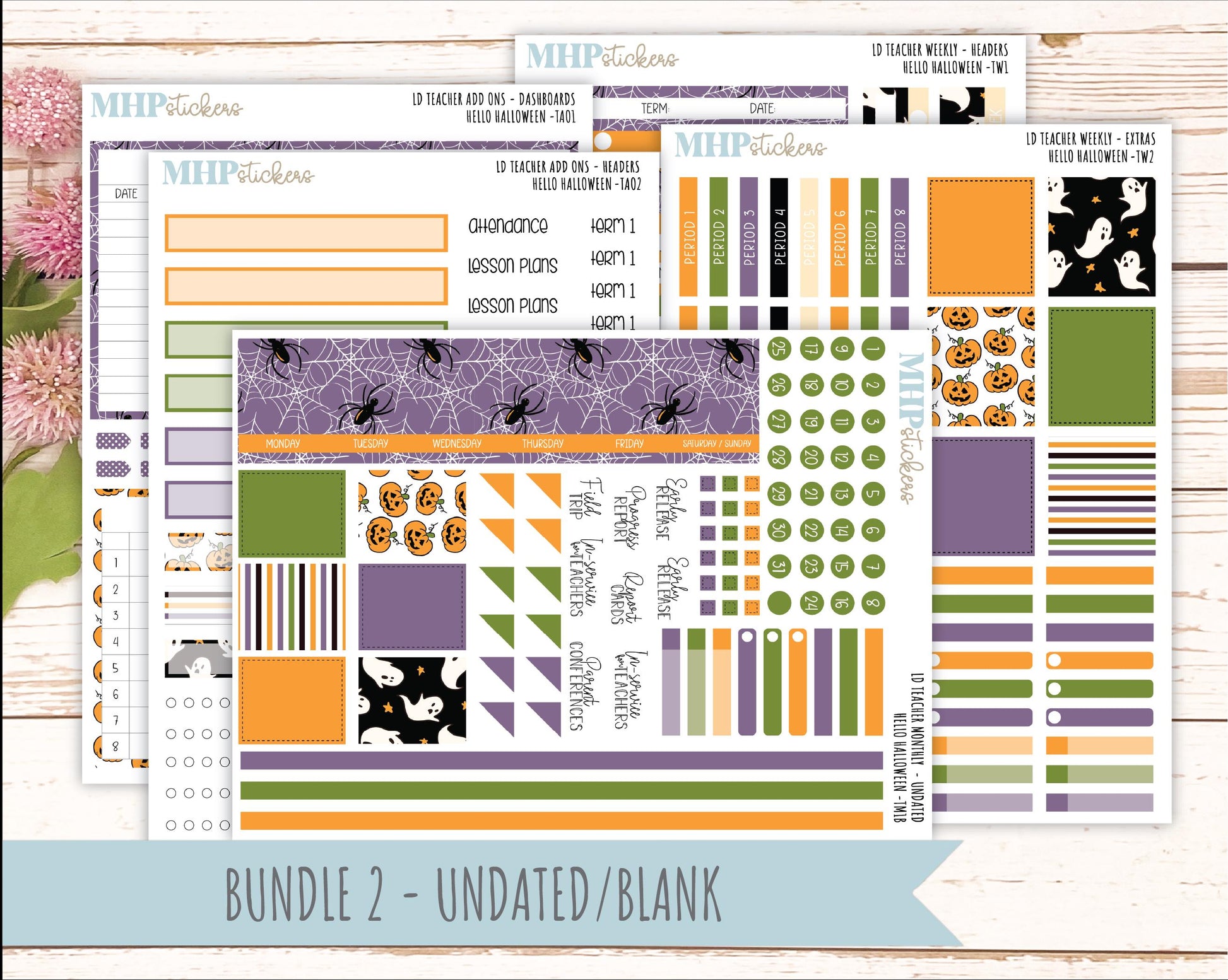 OCTOBER Stickers for Laurel Denise Teacher Planners. "Hello Halloween" || TC