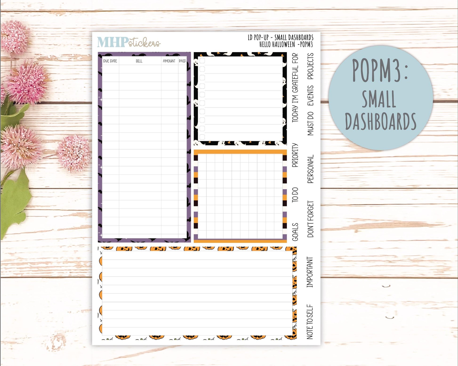 October 2025 Stickers for Laurel Denise POP-UP Planner. "Hello Halloween" || POP