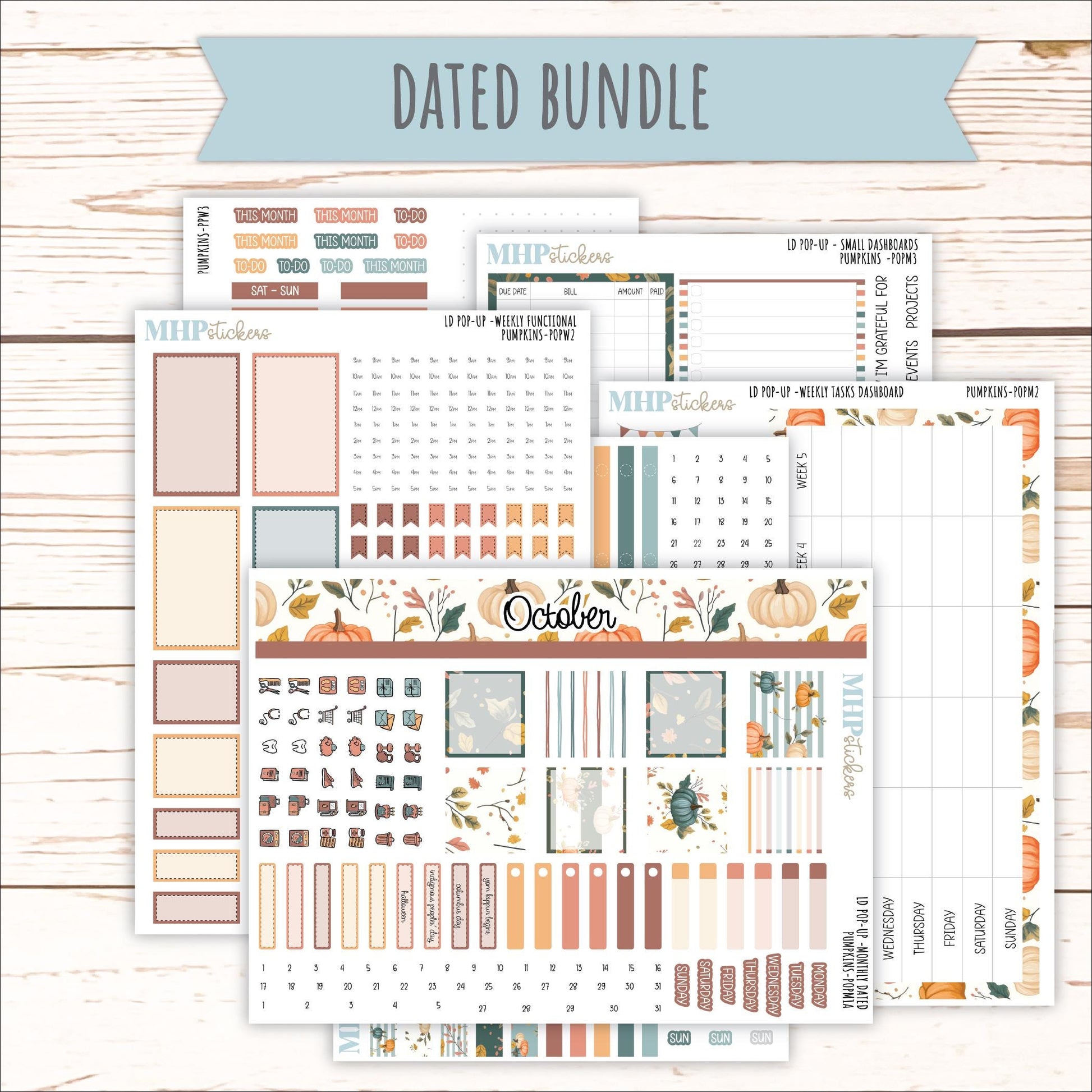 October 2025 Stickers for Laurel Denise POP-UP Planner. "Pumpkins" || POP