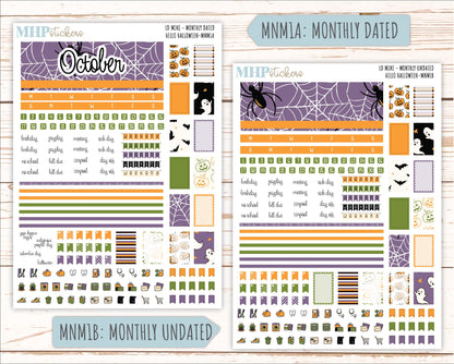 OCTOBER 2025 Stickers for MINI Horizontal & Vertical Laurel Denise Planners. "Hello Halloween" || MN