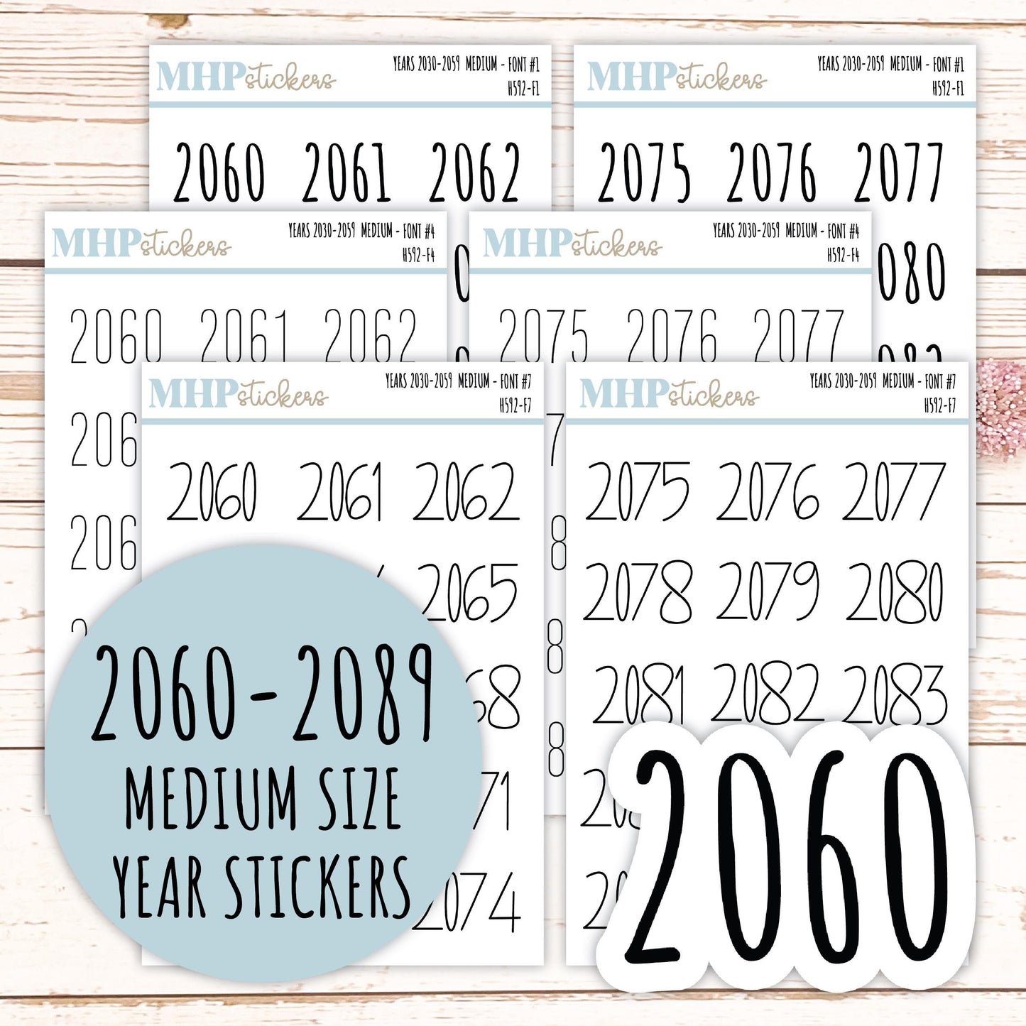 2060 - 2089 Years Stickers Size Medium. Timeline Stickers. || H592