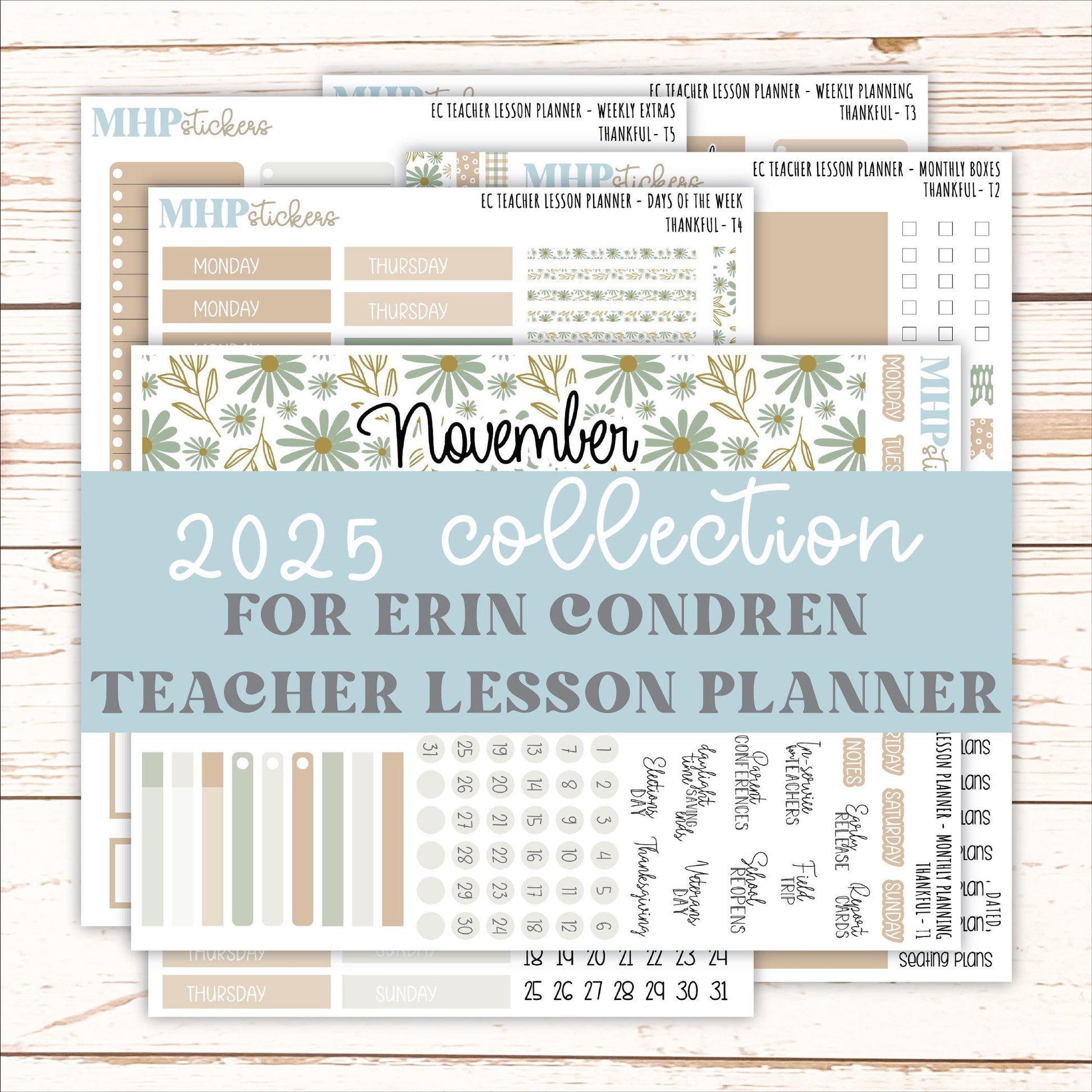 NOVEMBER Stickers for EC Teacher Lesson Planner. 2025 Collection "Wild Boho" || ECT