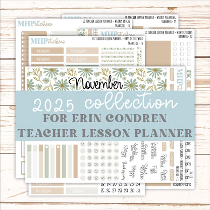 NOVEMBER Stickers for EC Teacher Lesson Planner. 2025 Collection "Wild Boho" || ECT