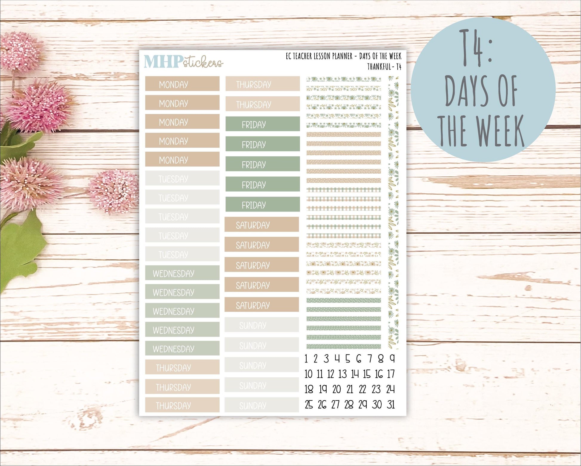 NOVEMBER Stickers for EC Teacher Lesson Planner. 2025 Collection "Wild Boho" || ECT