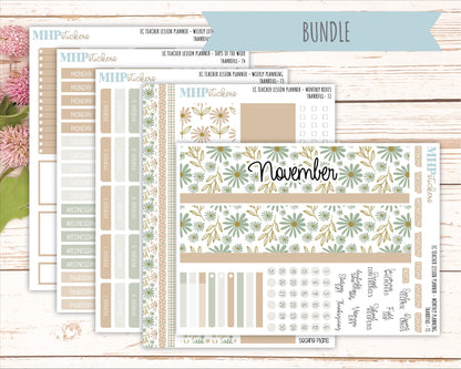 NOVEMBER Stickers for EC Teacher Lesson Planner. 2025 Collection "Wild Boho" || ECT