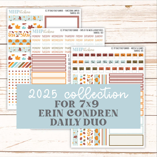 NOVEMBER Daily Duo Sticker Kit for 7x9 Erin Condren Planners. "Thankful" || ECDD