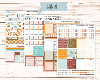 NOVEMBER Weekly Horizontal Planning Kit for 7x9 Erin Condren Planners. "Thankful" || ECWH