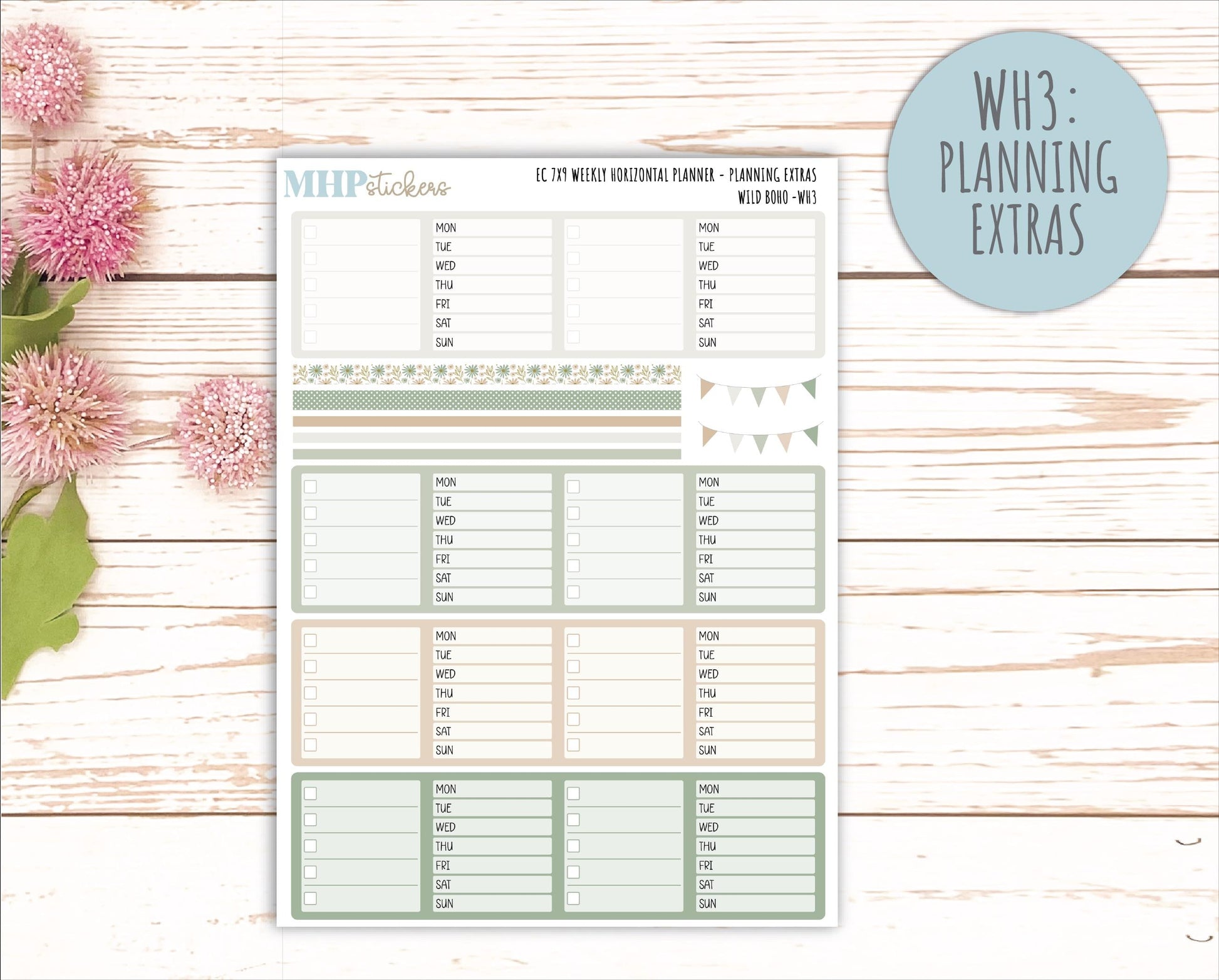 NOVEMBER Weekly Horizontal Planning Kit for 7x9 Erin Condren Planners. "Wild Boho" || ECWH
