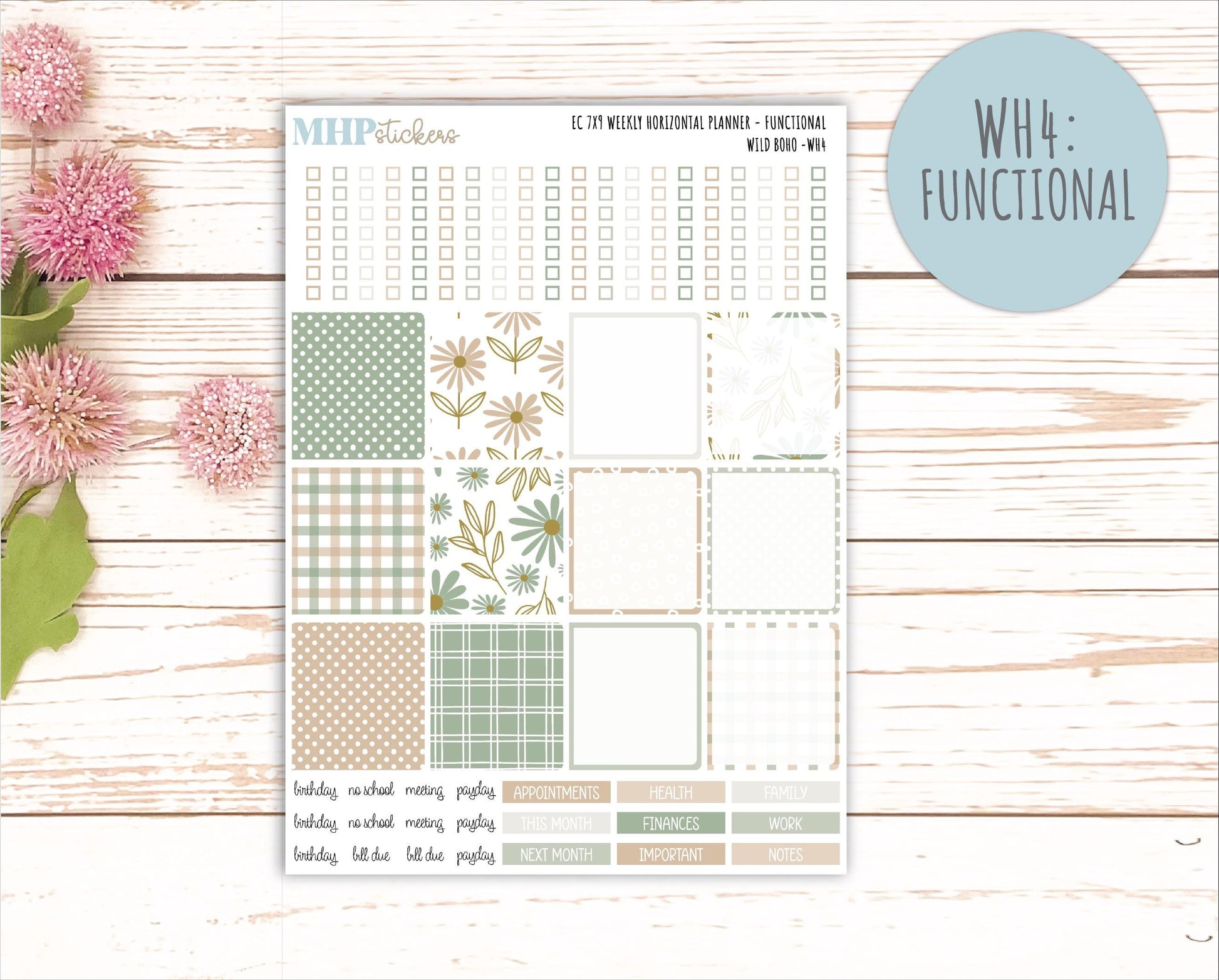NOVEMBER Weekly Horizontal Planning Kit for 7x9 Erin Condren Planners. "Wild Boho" || ECWH