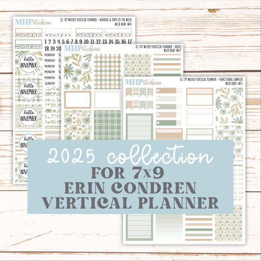 NOVEMBER Weekly Vertical Kits for 7x9 Erin Condren Planners. "Wild Boho" || ECWV
