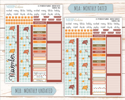 NOVEMBER MONTHLY Kit for 7x9 Erin Condren Planners. 2025 Collection "Thankful" || ECM