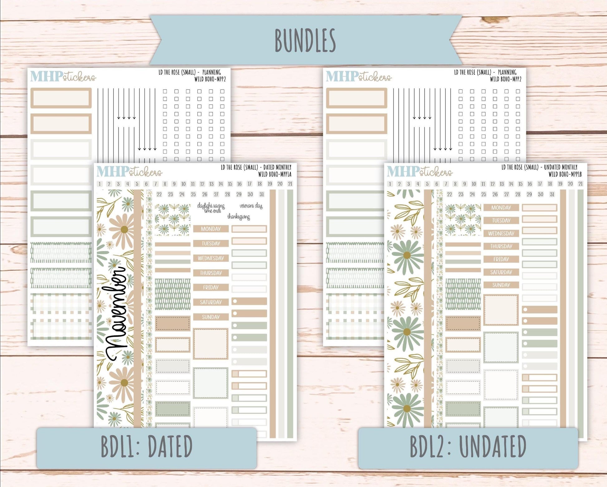 NOVEMBER 2025 Stickers for The Rose Small Laurel Denise Planner (Formerly Mini Project Planner) "Wild Boho" || MPP