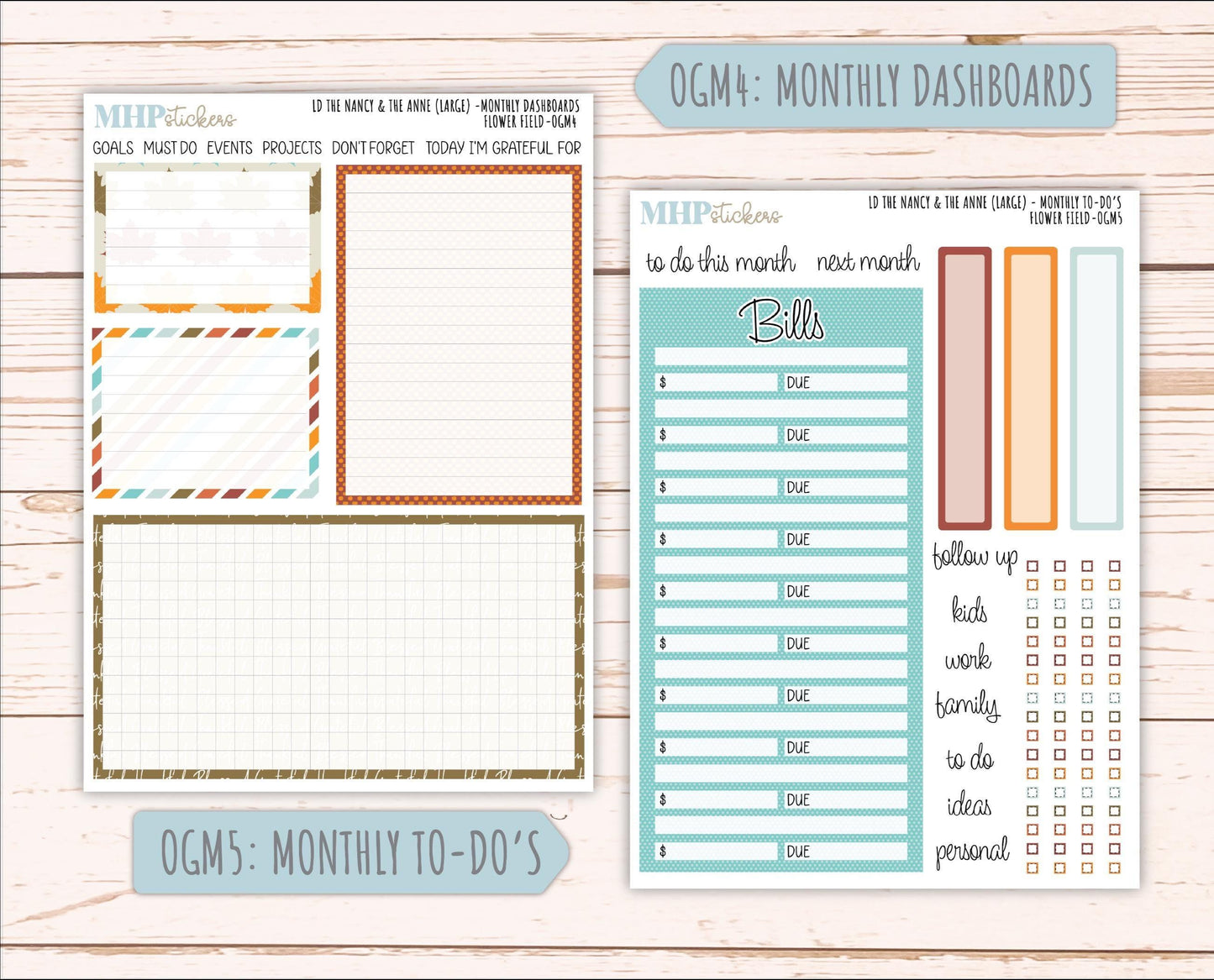 NOVEMBER 2025 Stickers for Large-size Horizontal & Vertical Laurel Denise Planners. (Formerly Original Size) "Thankful" || OG