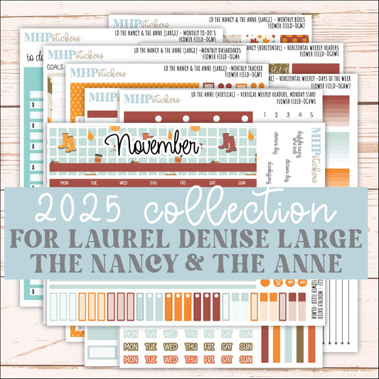 NOVEMBER 2025 Stickers for Large-size Horizontal & Vertical Laurel Denise Planners. (Formerly Original Size) "Thankful" || OG
