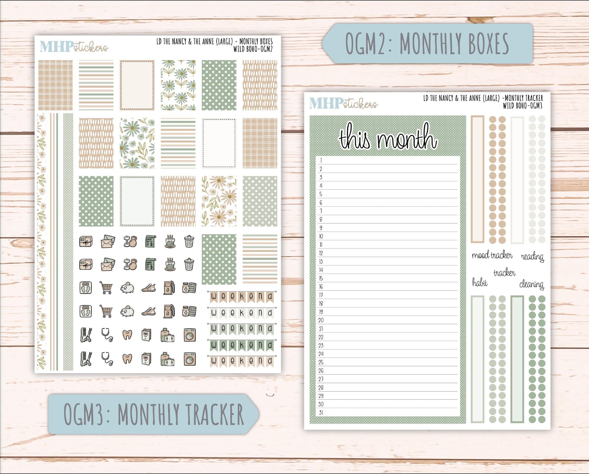 NOVEMBER 2025 Stickers for Large-size Horizontal & Vertical Laurel Denise Planners. (Formerly Original Size) "Wild Boho" || OG