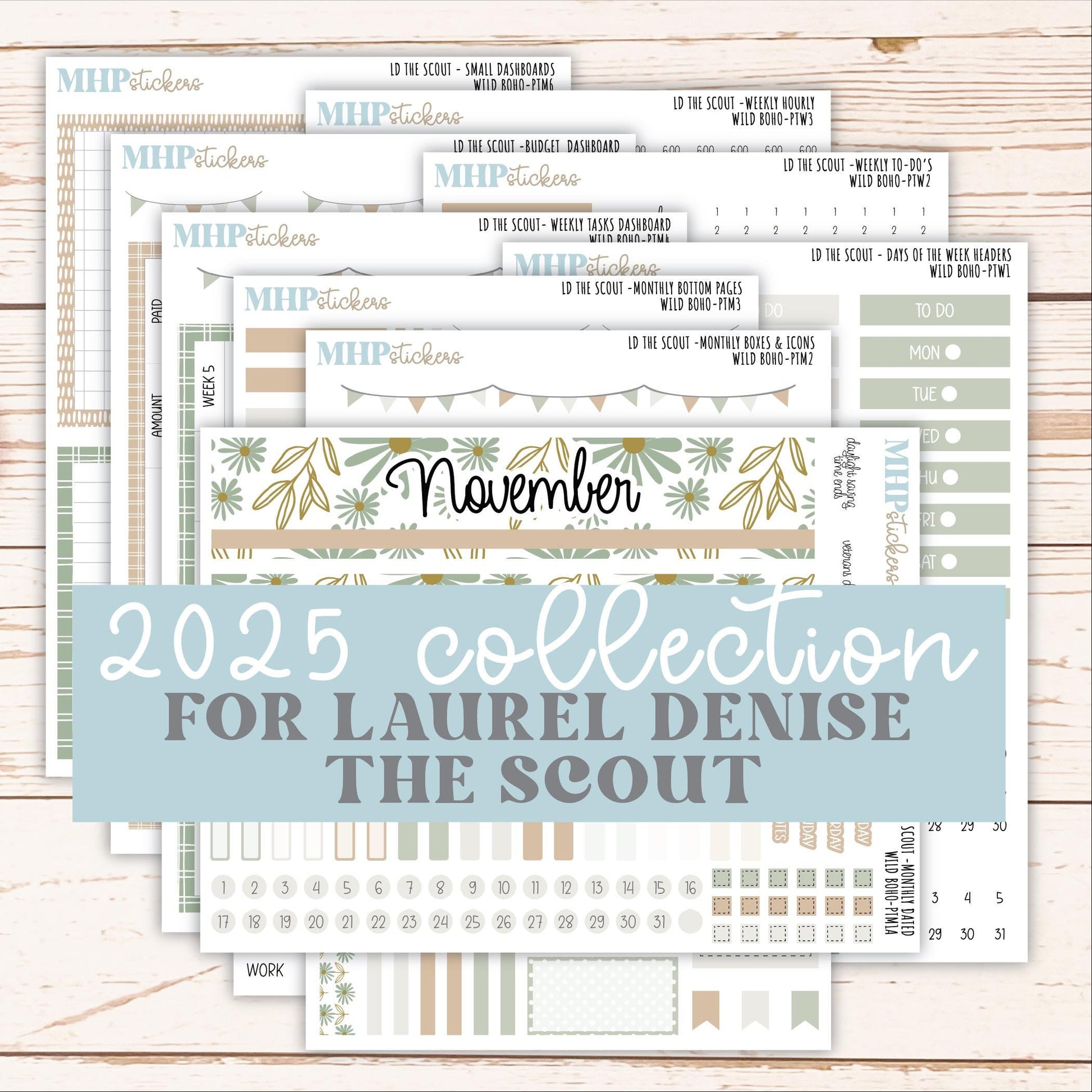 NOVEMBER 2025 Stickers for The Scout Laurel Denise Planner (formerly Portrait Planner). "Wild Boho" || PT